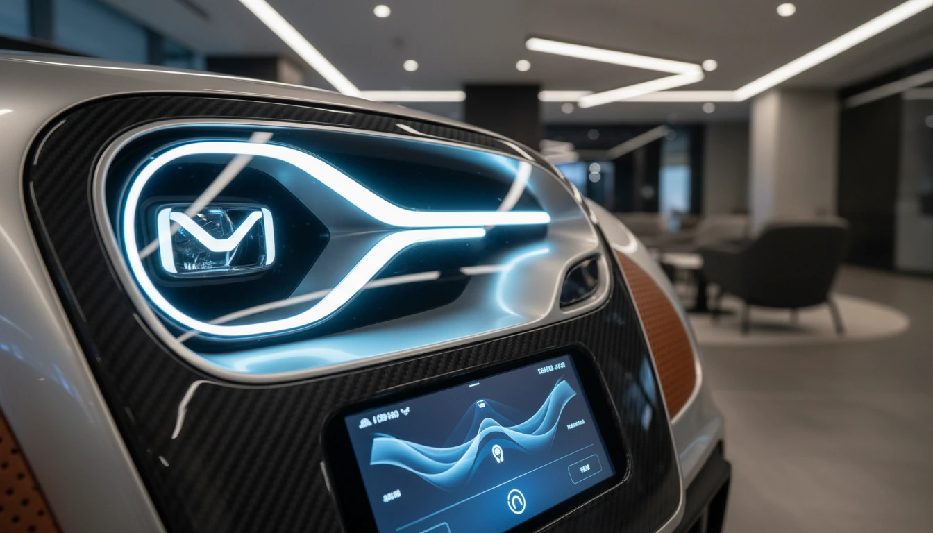 Auto sportiva MOR di lusso su strada panoramica al tramonto, design elegante e prestazioni elevate.